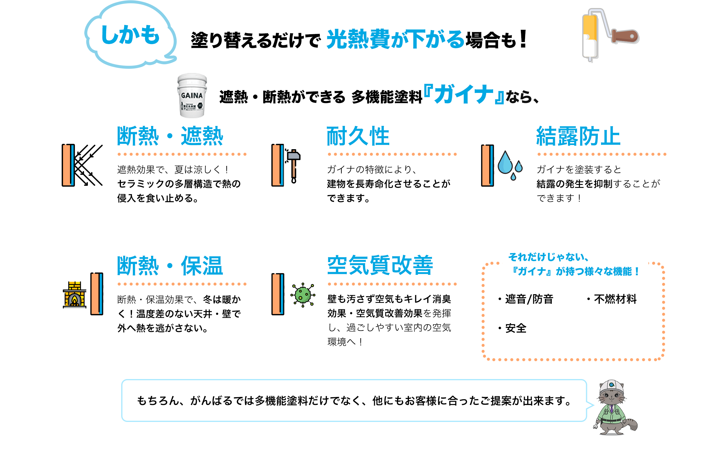 しかも、塗り替えるだけで 光熱費が下がる場合も！